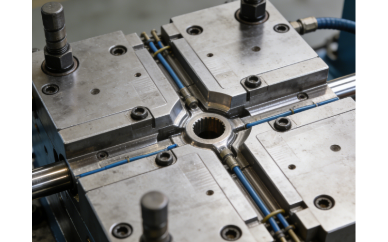 What kind of steel is used for the injection molding molds of PE?